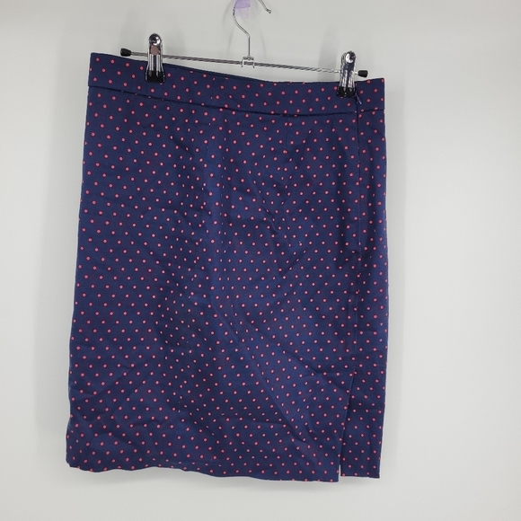 J.Crew Womens No.2 Pencil Skirt Blue With Red Polka dot Size 0 - Picture 3 of 11